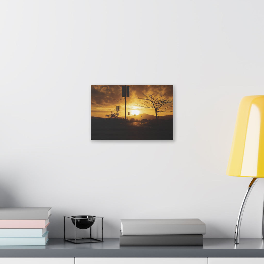 Sunset Road Port Moresby Canvas Print — Golden Urban Landscape Wall Art