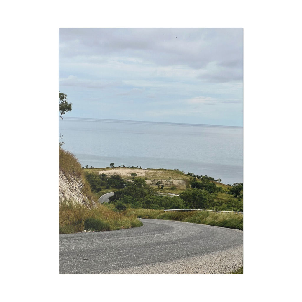 Coastal Road Canvas Print — Serene Seaside Landscape Wall Art