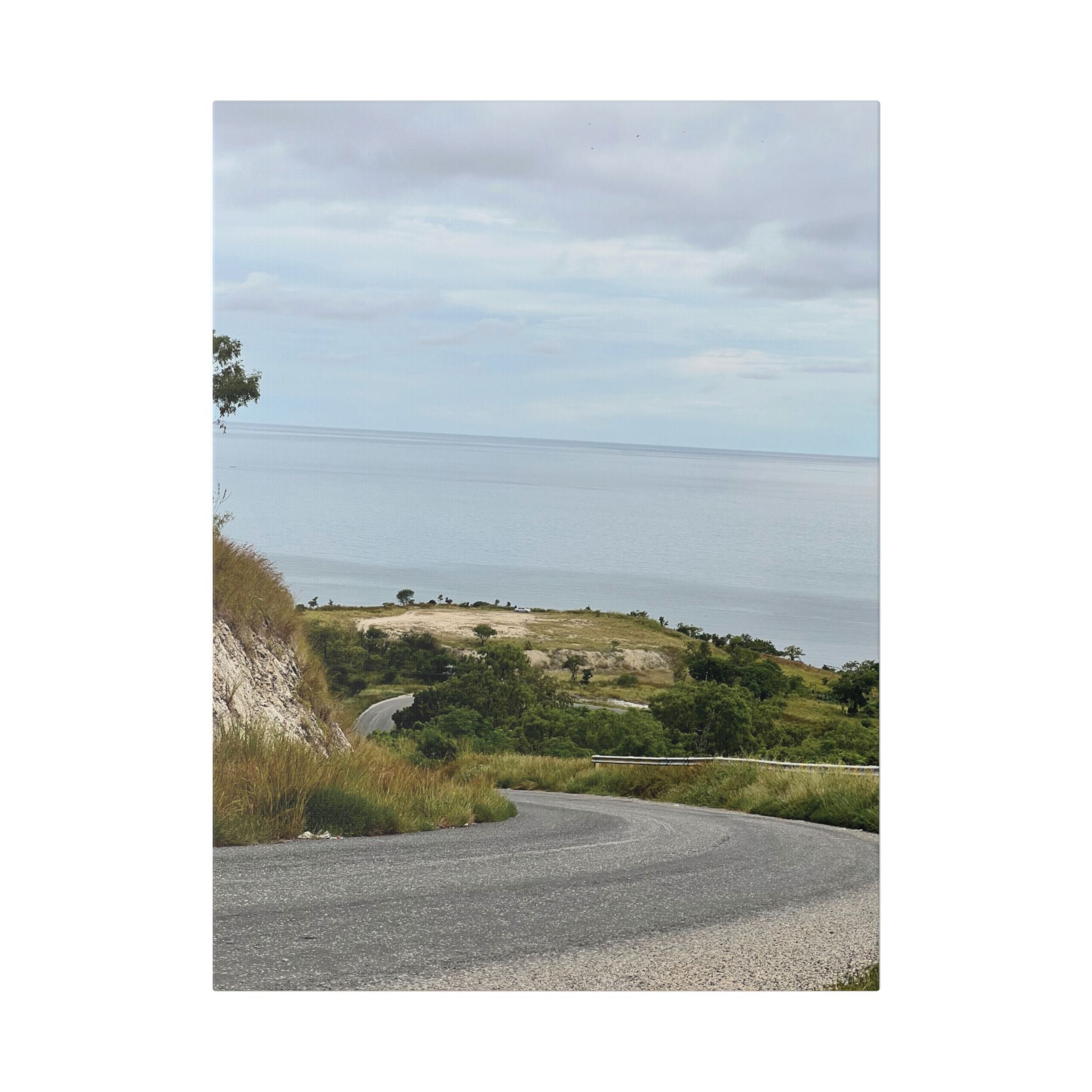 Coastal Road Canvas Print — Serene Seaside Landscape Wall Art