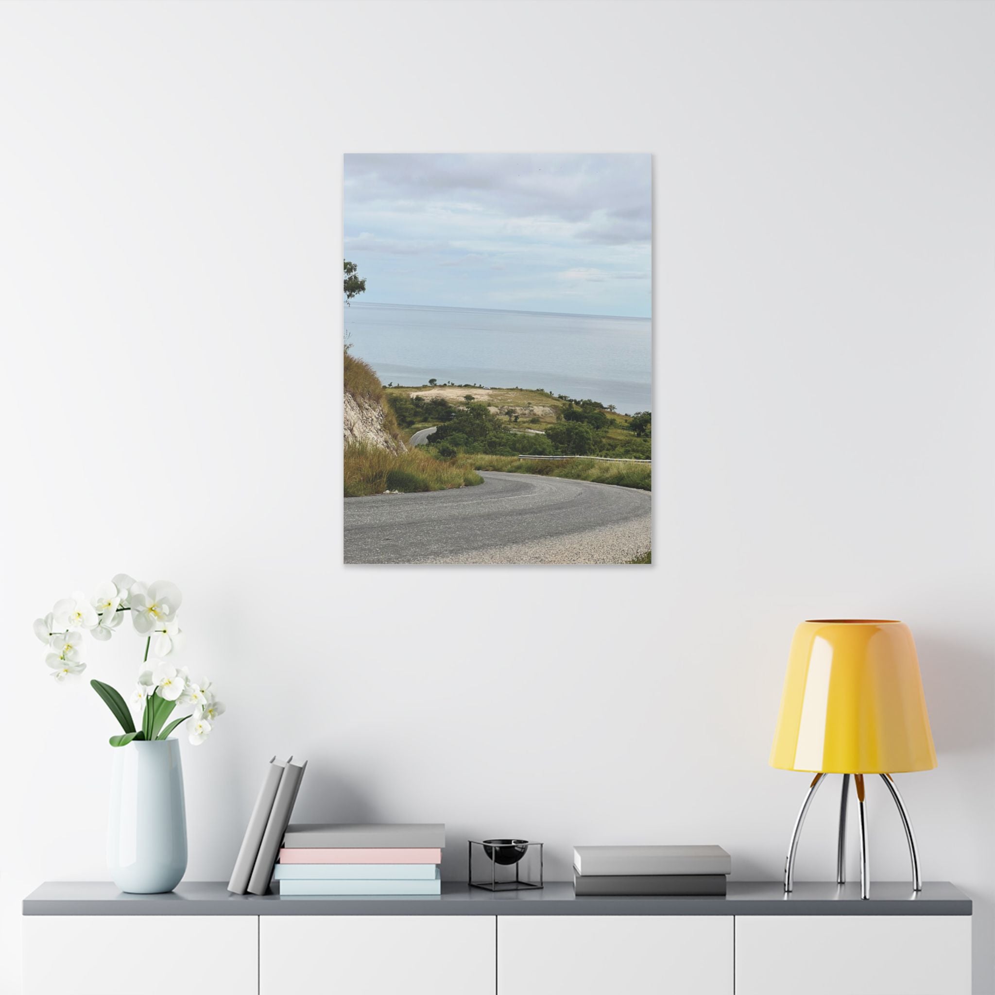 Coastal Road Canvas Print — Serene Seaside Landscape Wall Art