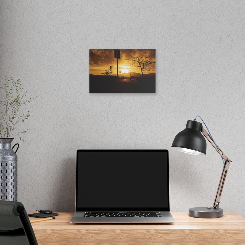 Sunset Road Port Moresby Canvas Print — Golden Urban Landscape Wall Art