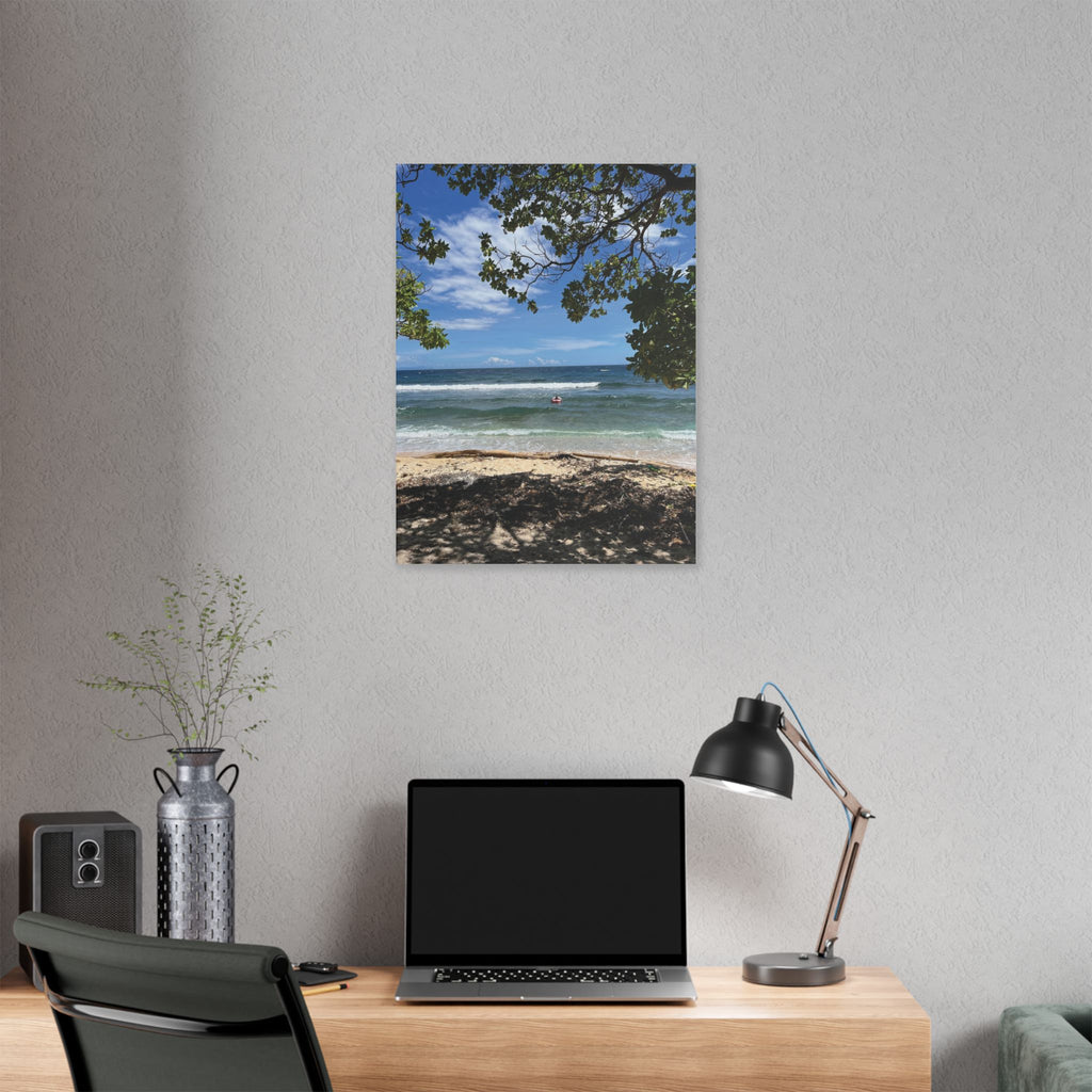 Tropical Beach Raivan Kokopo Canvas Print – Seaside Tree Framed Wall Art