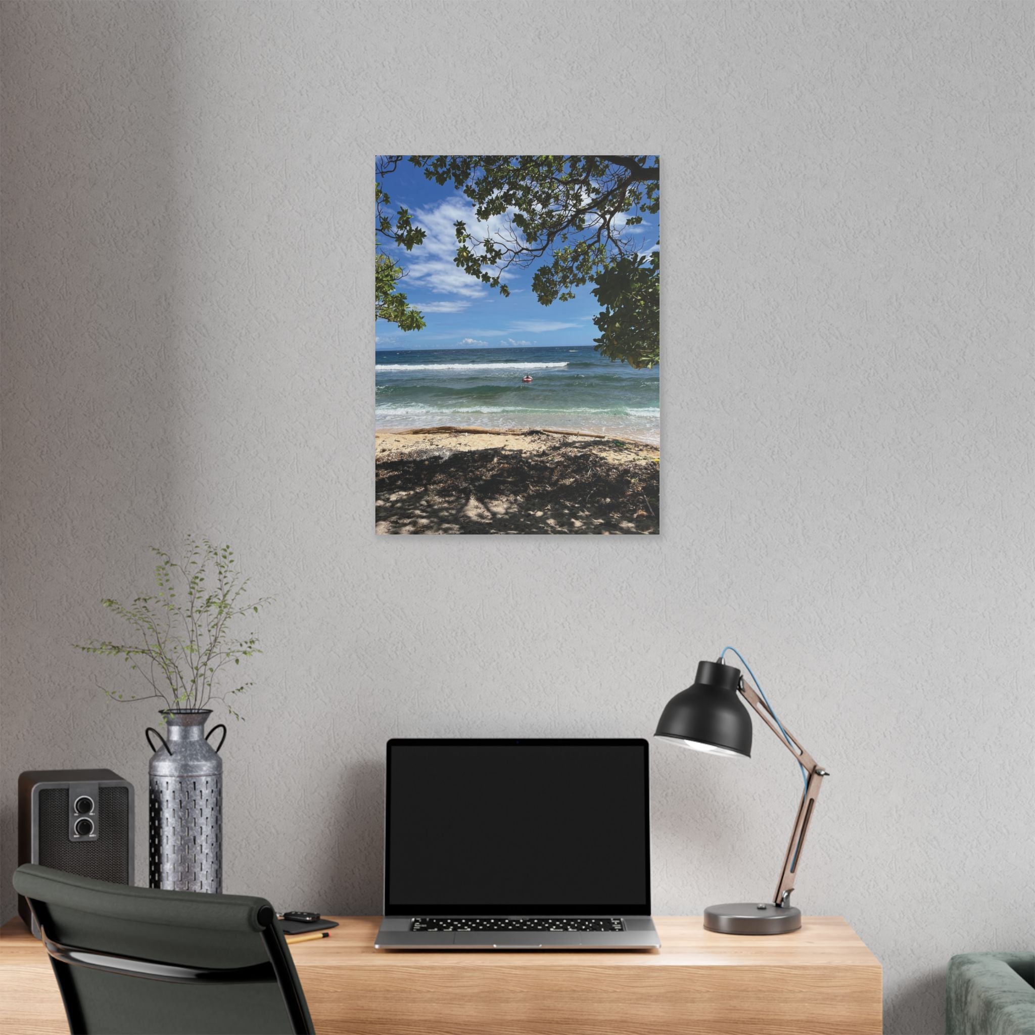 Tropical Beach Raivan Kokopo Canvas Print – Seaside Tree Framed Wall Art