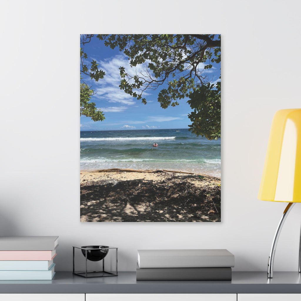 Tropical Beach Raivan Kokopo Canvas Print – Seaside Tree Framed Wall Art