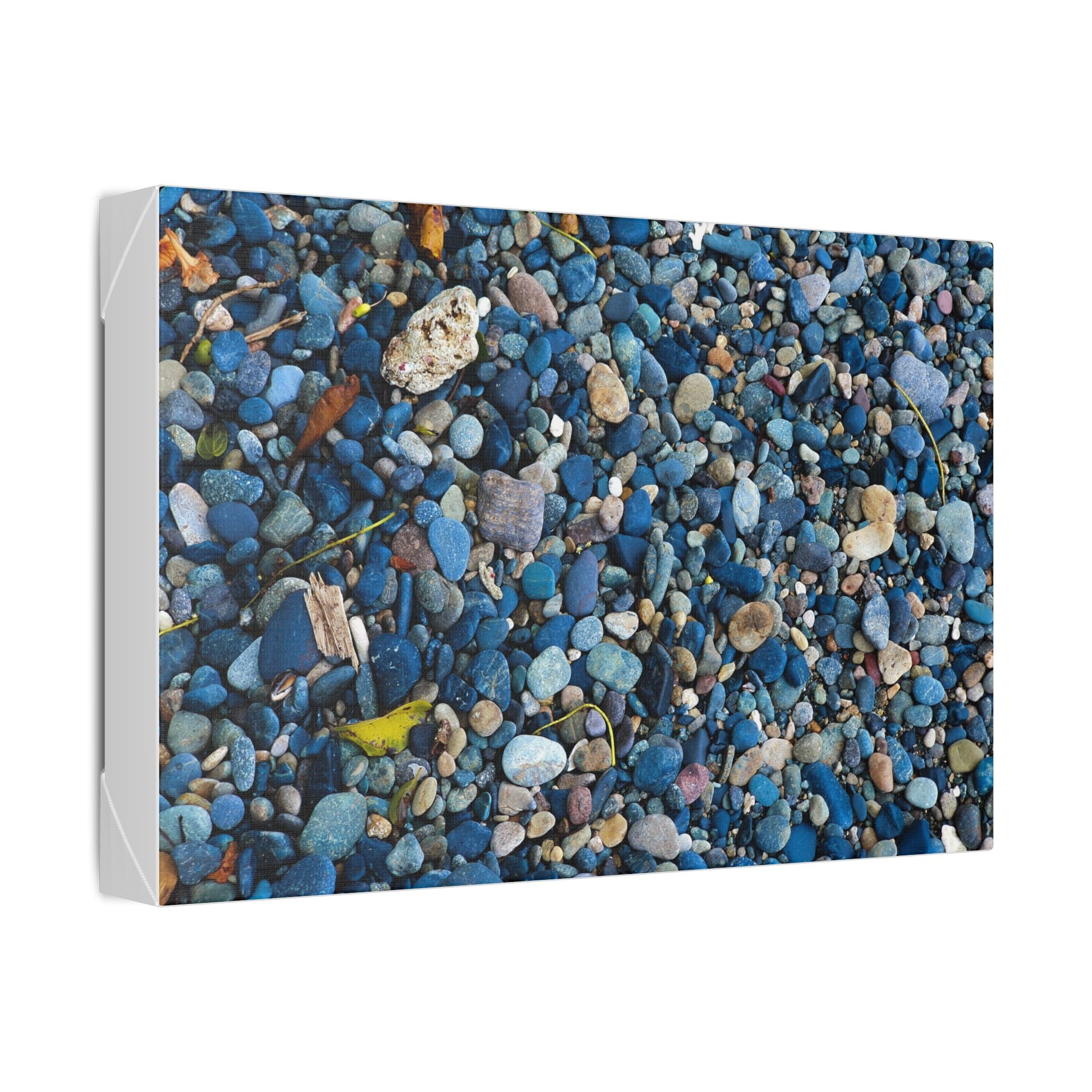 Blue Pebble Beach Rabaul Canvas Print — Coastal Wall Art