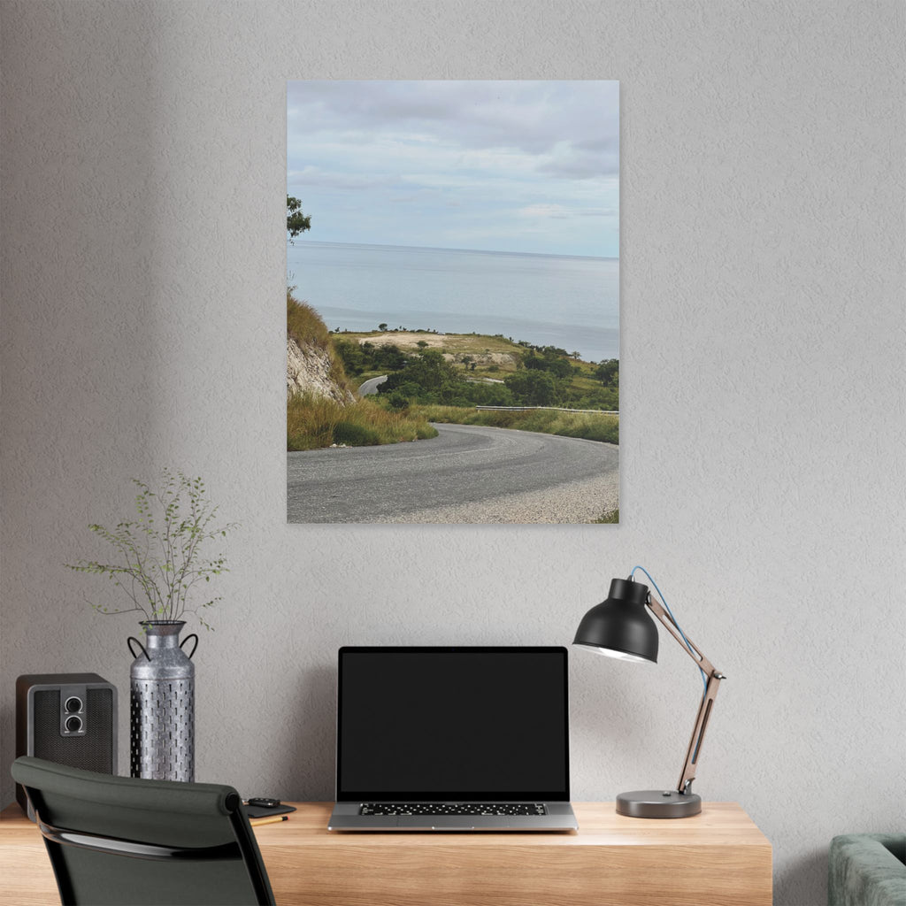 Coastal Road Canvas Print — Serene Seaside Landscape Wall Art