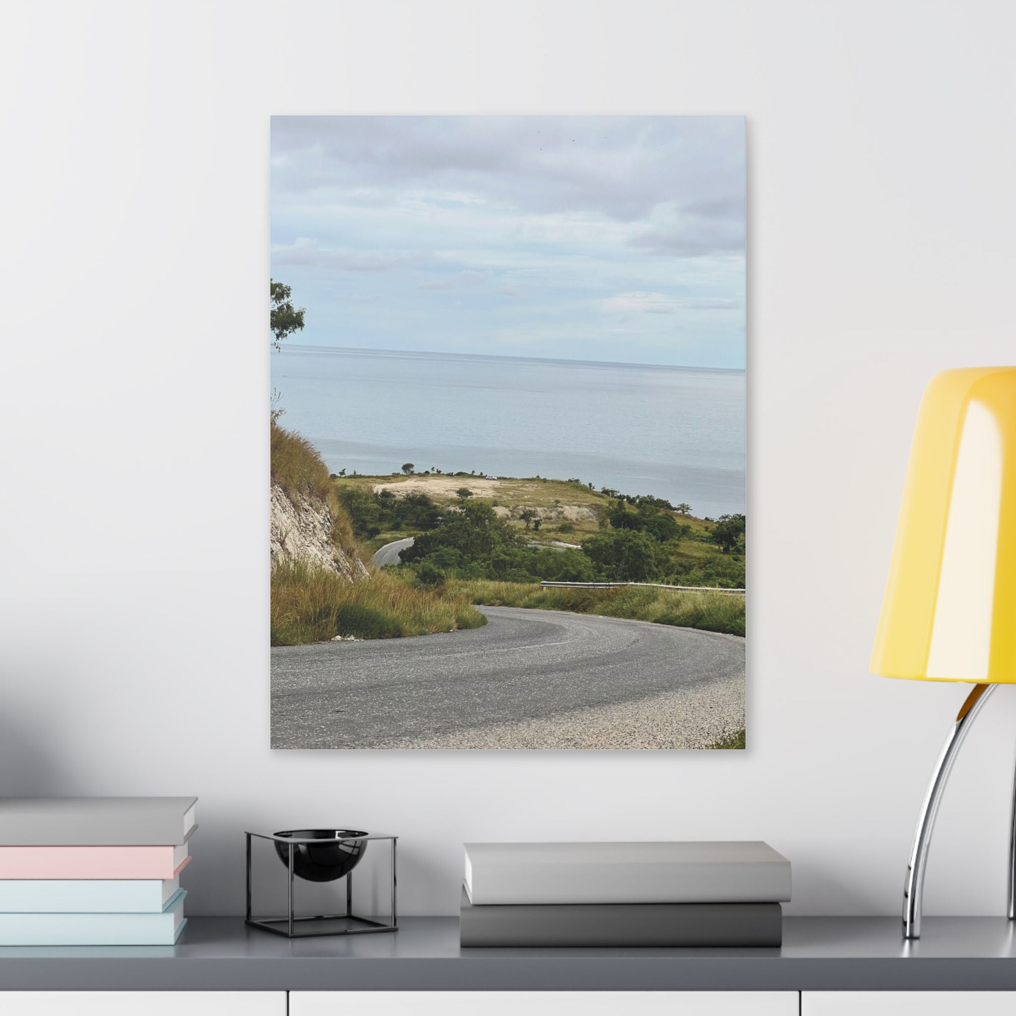 Coastal Road Canvas Print — Serene Seaside Landscape Wall Art