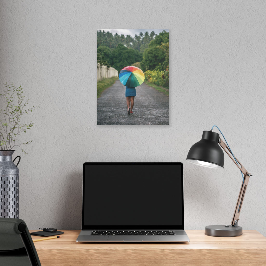 Rainbow Umbrella Gamata Street Nonga Rabaul Canvas Print — Colorful Walk Wall Art