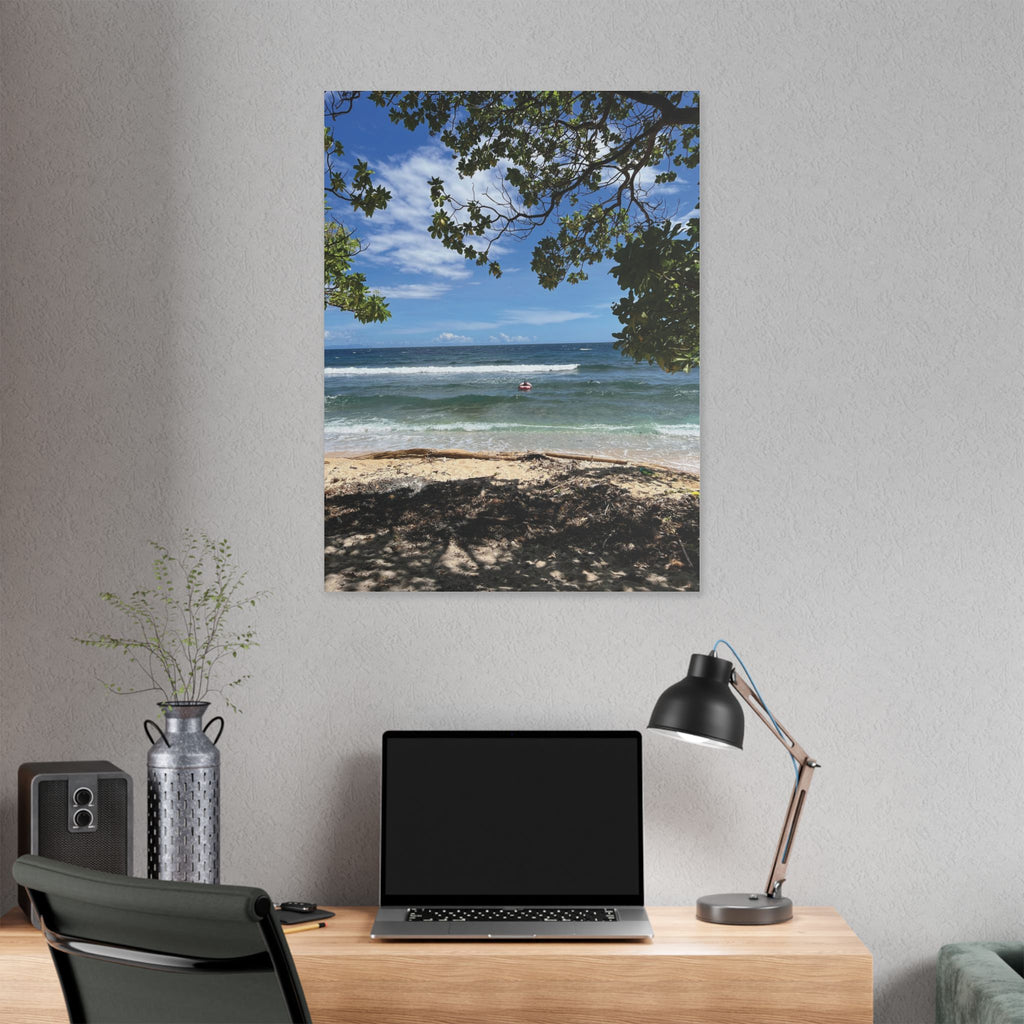 Tropical Beach Raivan Kokopo Canvas Print – Seaside Tree Framed Wall Art