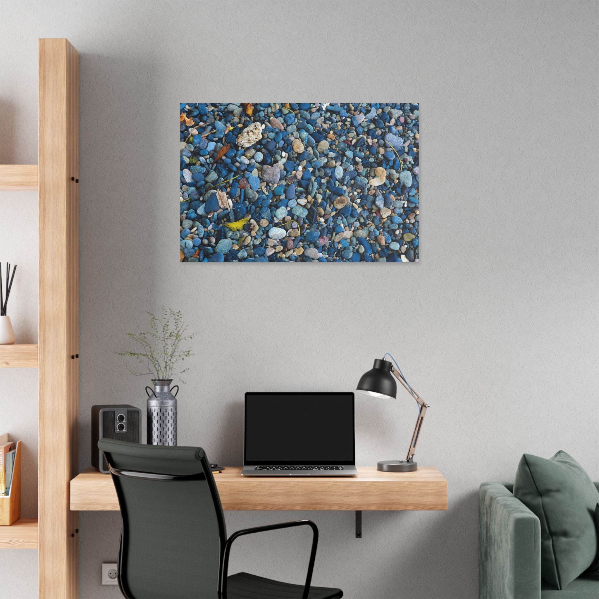Blue Pebble Beach Rabaul Canvas Print — Coastal Wall Art