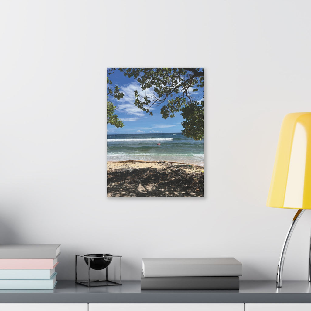 Tropical Beach Raivan Kokopo Canvas Print – Seaside Tree Framed Wall Art