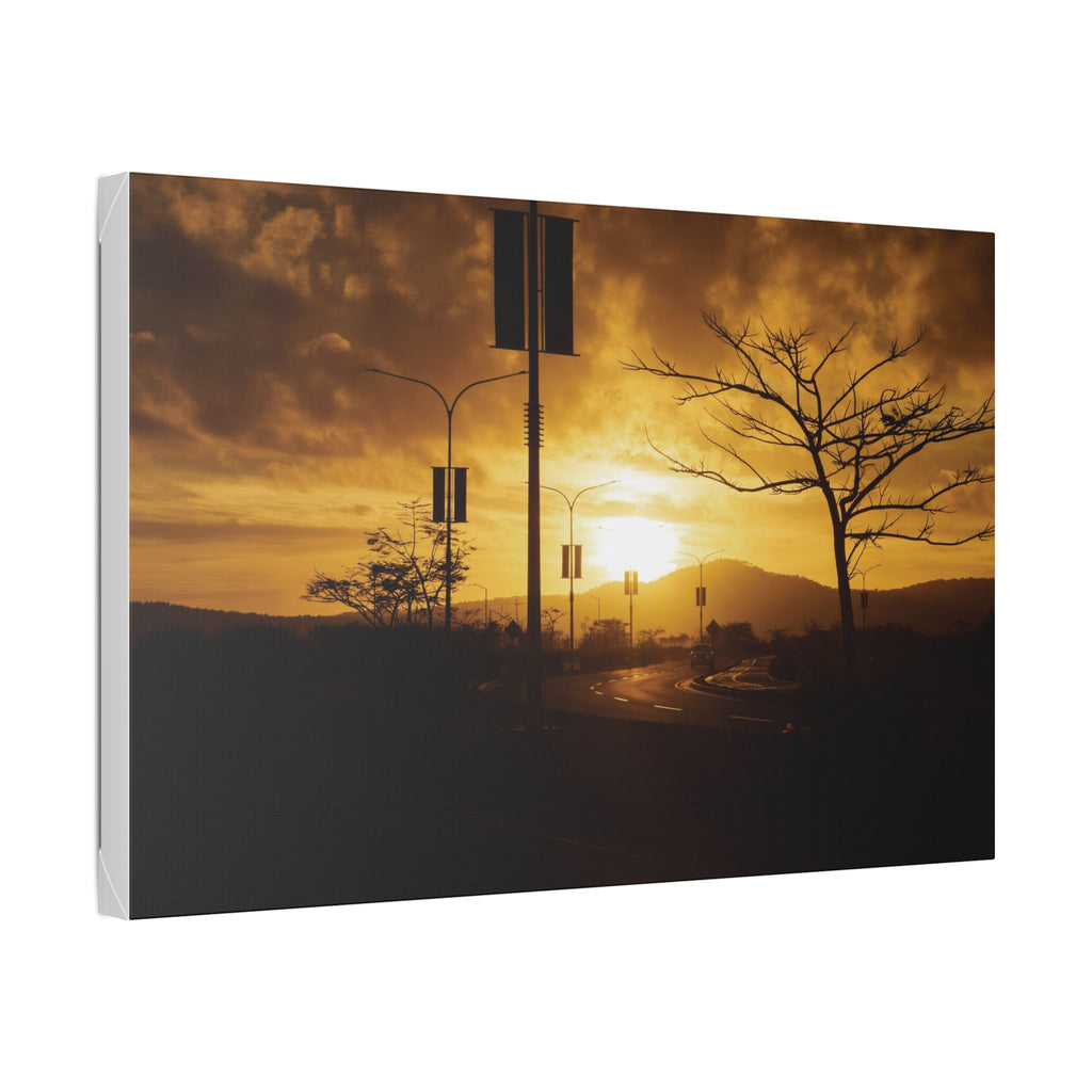 Sunset Road Port Moresby Canvas Print — Golden Urban Landscape Wall Art