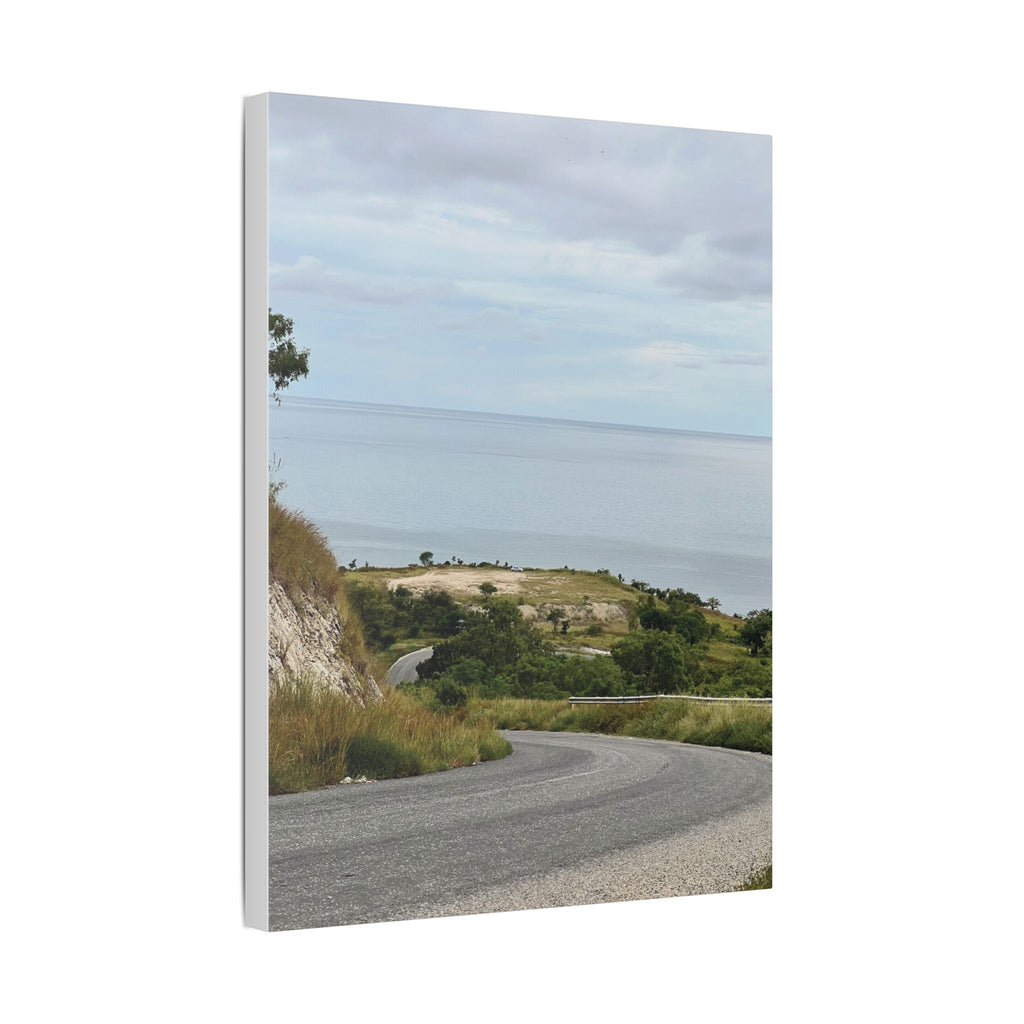 Coastal Road Canvas Print — Serene Seaside Landscape Wall Art