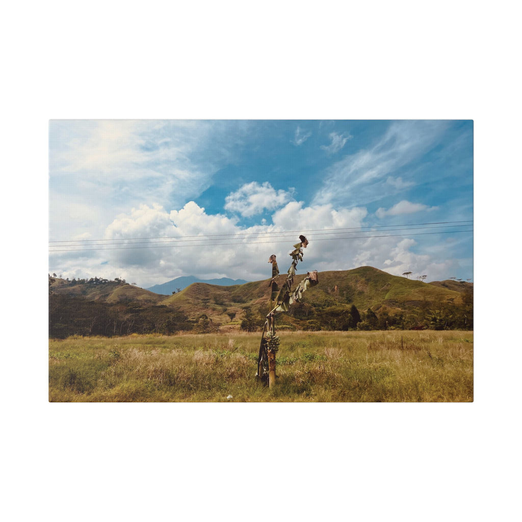 Sunlit Meadow Canvas Wall Art — Serene Mountain Landscape Print