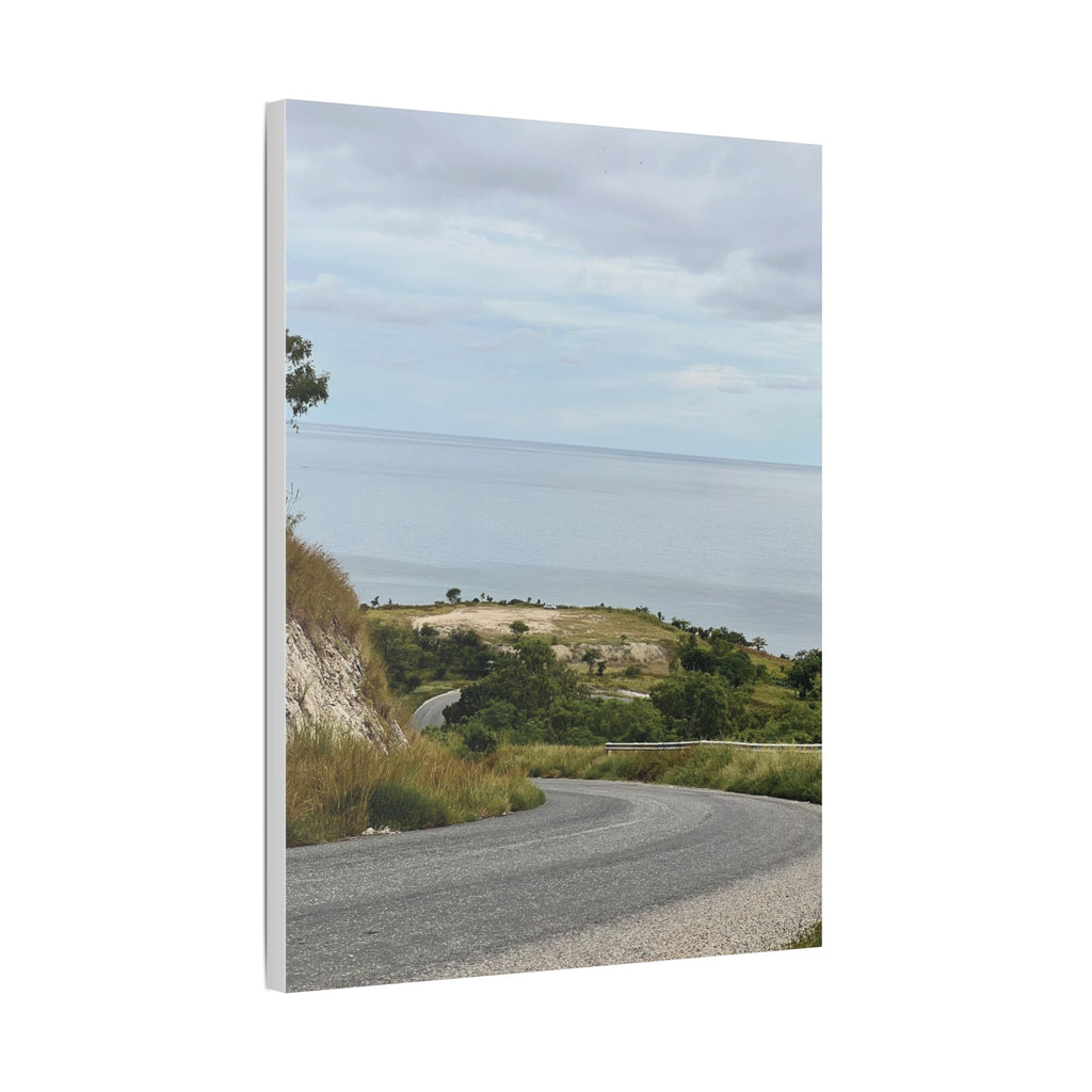 Coastal Road Canvas Print — Serene Seaside Landscape Wall Art