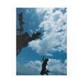 Silhouette Jumping Against Cloudy Sky - Classic Stretched Canvas